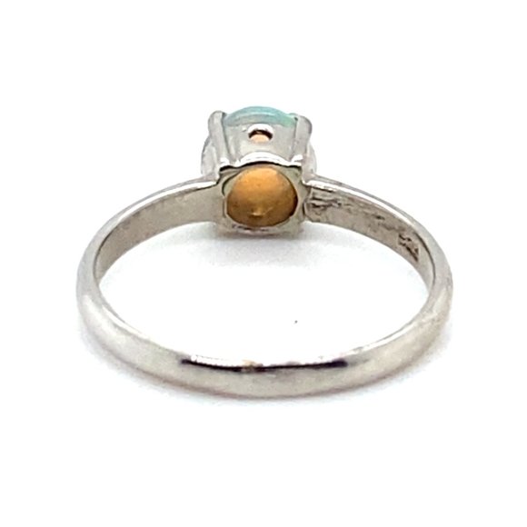 Precious Opal .82ct Platinum Finish Solid 925 Sterling Silver Ring - Picture 4 of 6